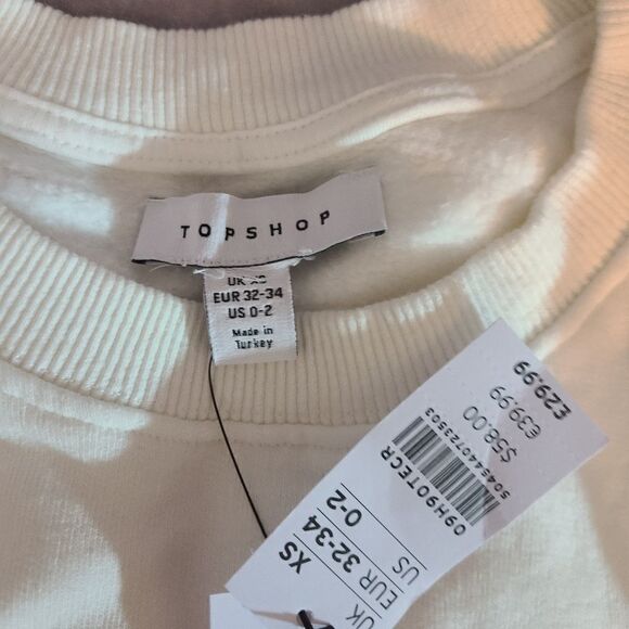 Top‎ Shop Ivory Tie Back Sweatshirt Size US 0-2 - Picture 4 of 5